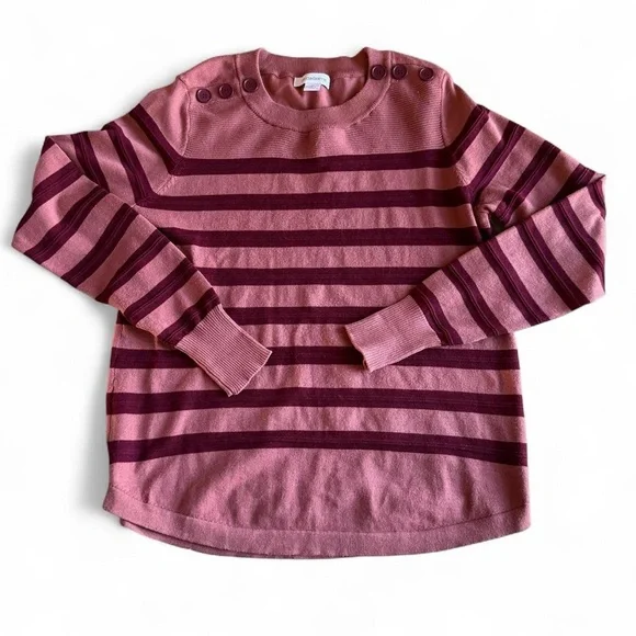 Liz Claiborne Striped Sweater in Pink - Picture 1 of 6